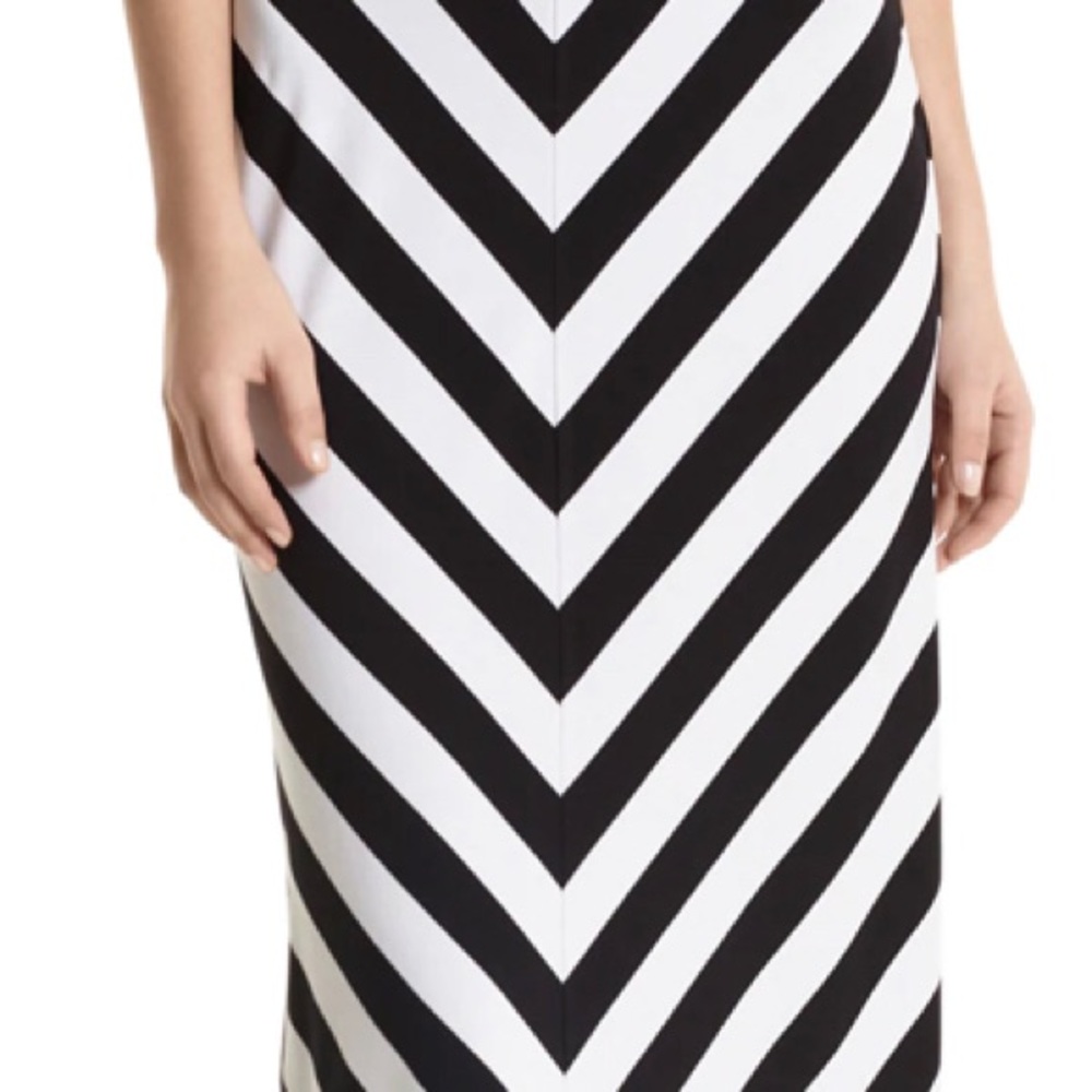 White and Black Striped Maxi Skirt